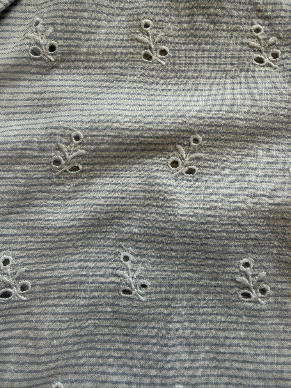 Rachel Ashwell Cotton Light Blue Striped Eyelet Pajama Set - Picture 8 of 8